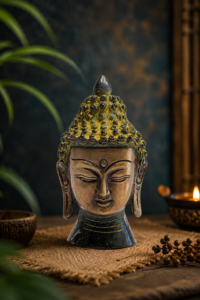 Classic Shanti Brass Buddha Head