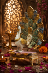 Grand Mayura Brass Peacock Diya