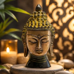 Classic Shanti Brass Buddha Head