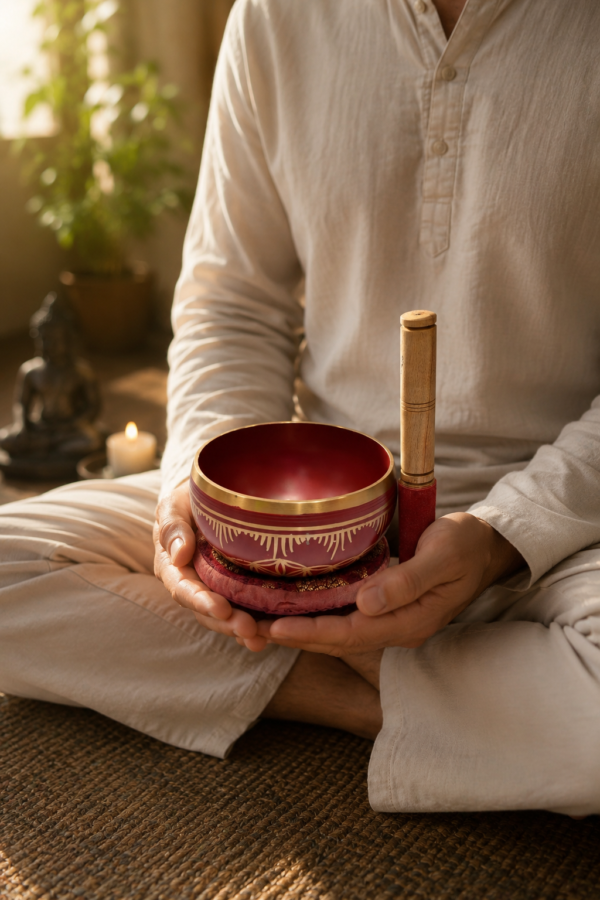 Classic Dhwani Brass Bowl Red