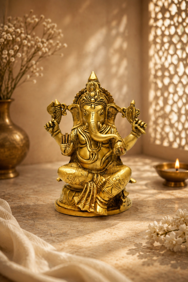Classic Vighnaharta Brass Ganesh