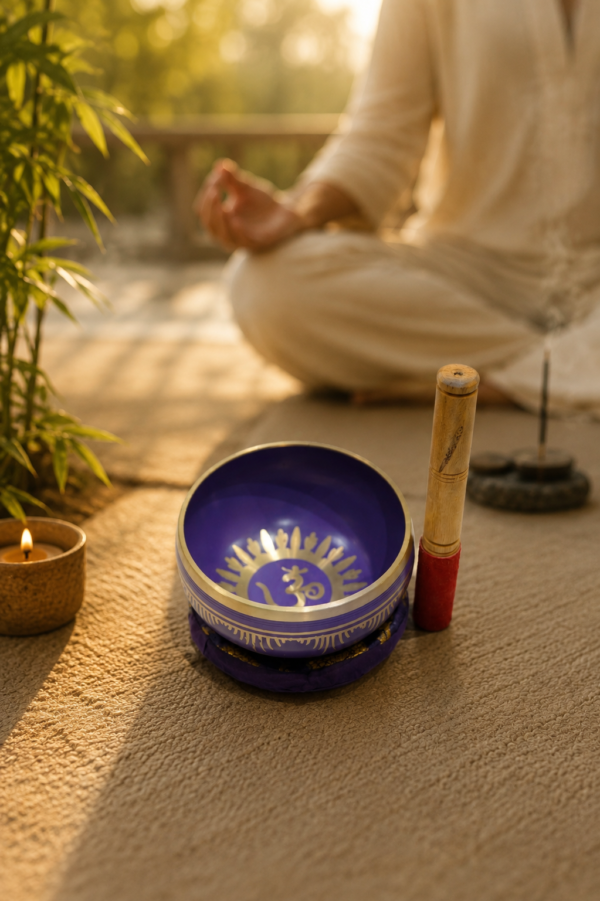 Mini Dhyan Brass Bowl Purple