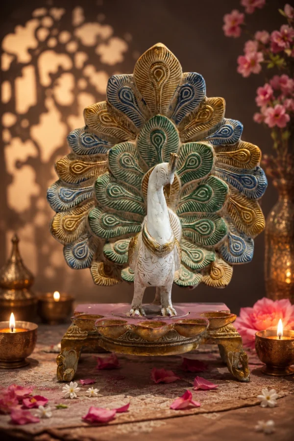 Grand Mayura Brass Peacock Diya