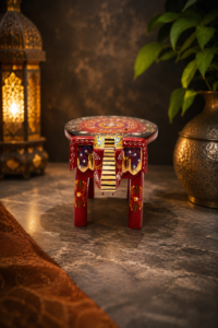 Wooden Painted Elephant Table