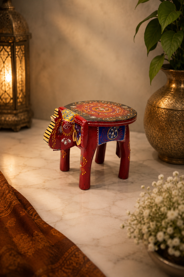 Wooden Painted Elephant Table