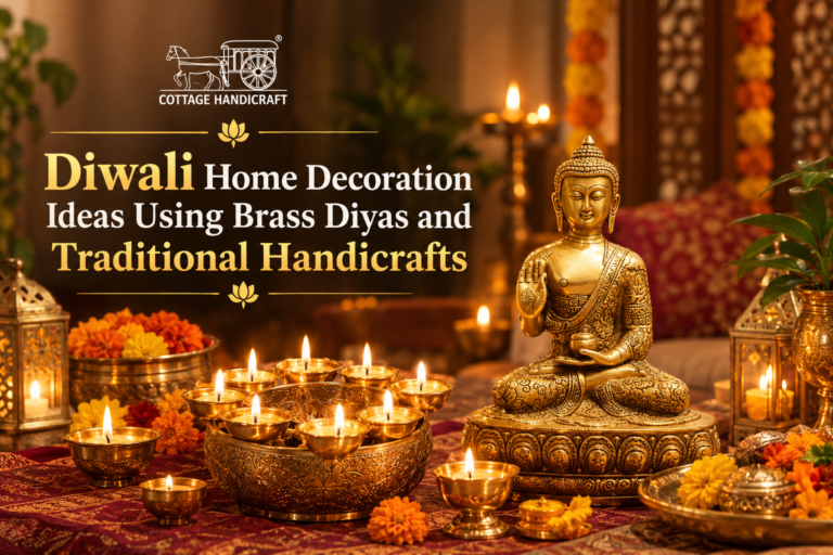 Diwali Home Decoration Ideas Using Brass Diyas and Traditional Handicrafts